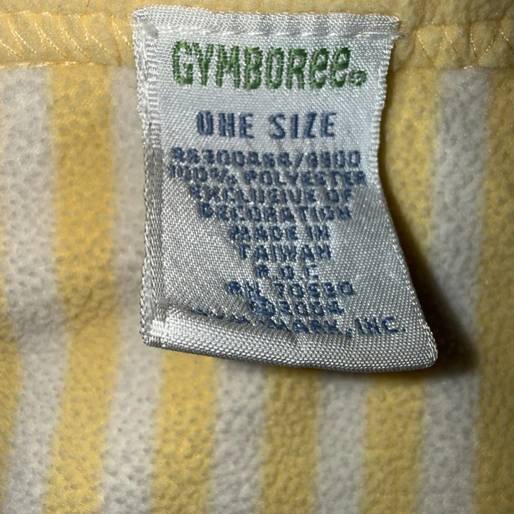 Vtg Gymboree Sock Monkey & Friends Yellow White Stripe Baby Blanket 2004 EUC